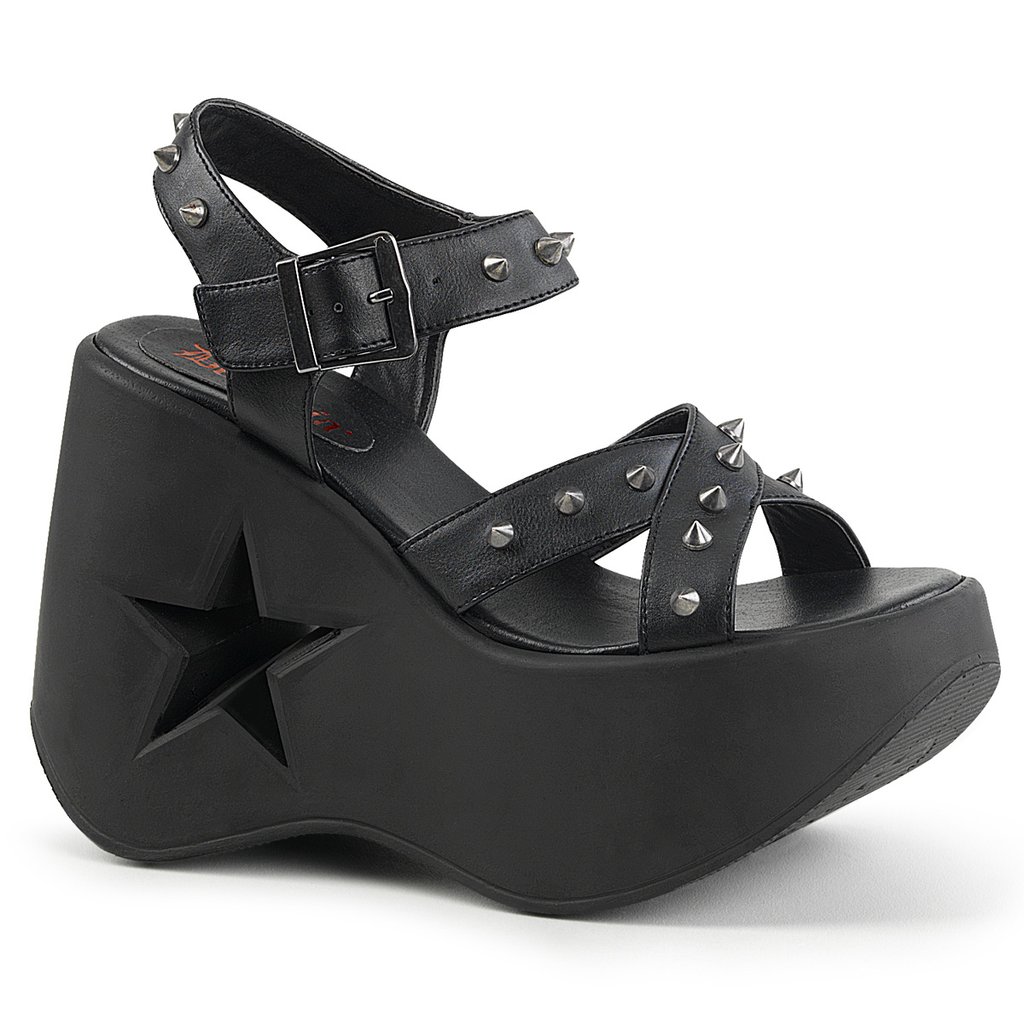 Chaussures Plateforme Demonia Dynamite 02 Vegan Cuir Femme - Noir 93452-BFEX